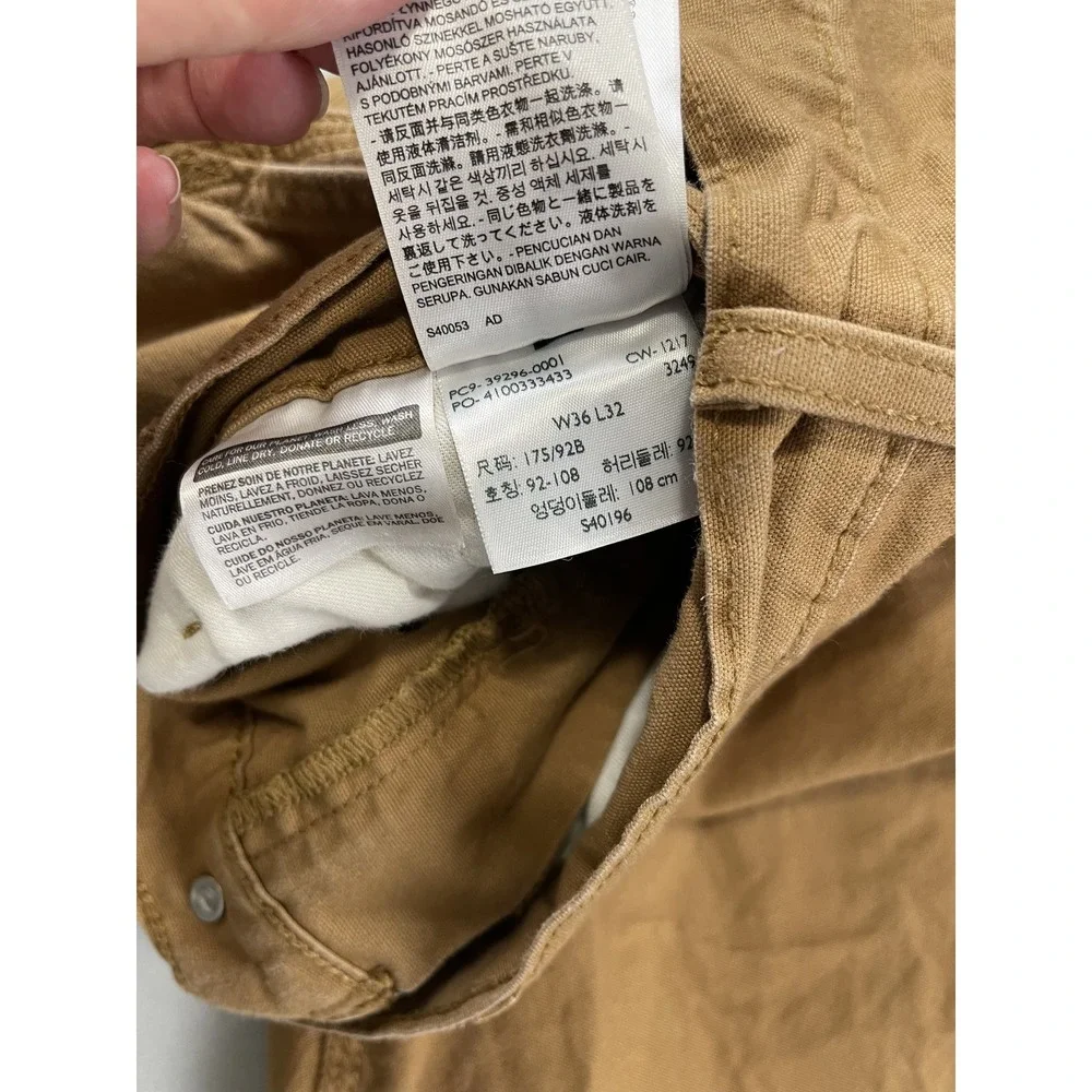 Levis Mens Pants 36x32 Tan‎ Khaki Chino Workwear Carpenter Canvas Cargo